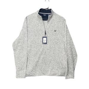 Izod Sweater Men Large Gray Pullover Quarter Zip Long Sleeve Fleece Sweatshirt